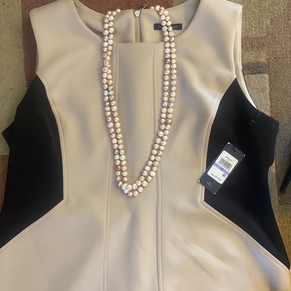 tommy hilfiger color block tan/black scuba dress - Picture 5 of 14